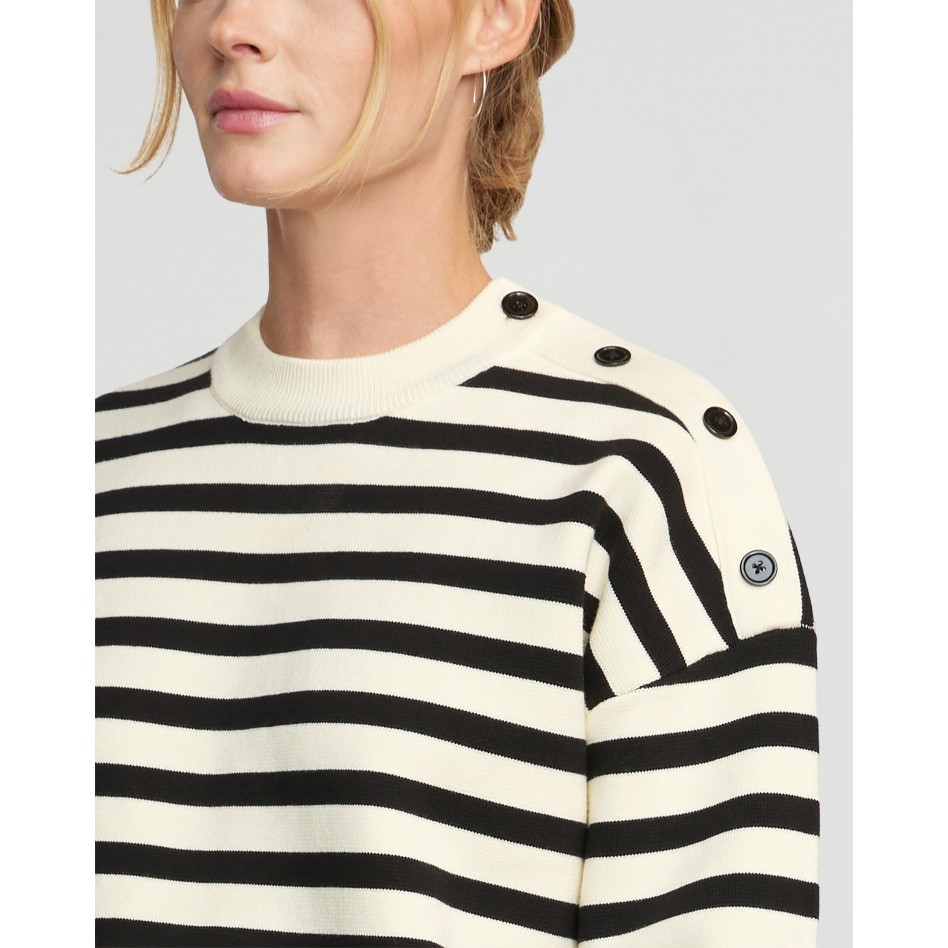 Alexa Striped Button Placket Sweater